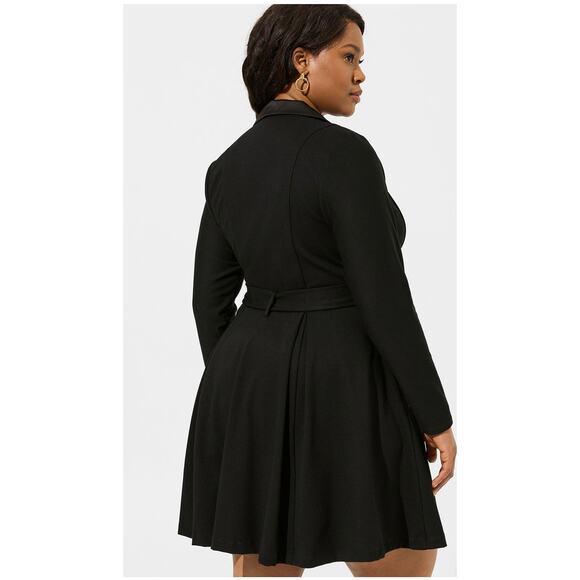 Torrid Womens Mini Tuxedo Dress Plus Size 20 Black Long Sleeve Short Tie Belt - Picture 3 of 13